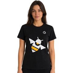 T-shirt nera da donna con ape stilizzata, misura L