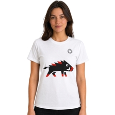 T-shirt bianca da donna con cinghiale stilizzato, misura M
