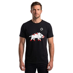T-shirt nera da uomo con cinghiale stilizzato, misura S