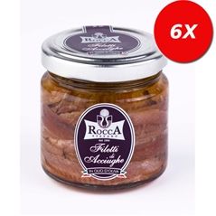 6 VASETTI di Filetti di acciughe in olio d´oliva